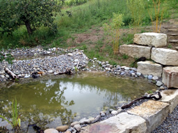 Fertiger Teich mit natürlicher Begrünung